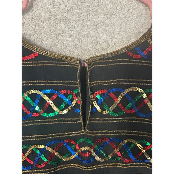 LAURENCE KAZAR Women's Blouse Short Sleeve Sequin Embellished 100% Silk.Size 1X - Picture 6 of 6